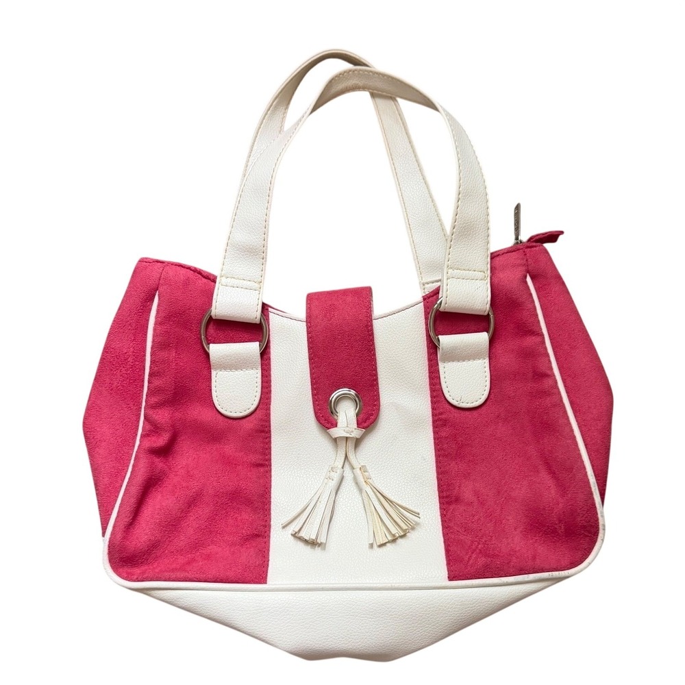 Vintage Y2K Estee Lauder Hot Pink White Colorblock Tote Bag Shoulder Purse